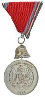~1900. "A Magyar Országos Tűzoltó Szövetség XX éves Szolgálati Érme" ezüstözött bronz kitü...