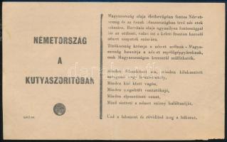 cca 1944, "Németország a kutyaszorítóban", II. világháborús németellenes röplap, kétoldalas, apró szöveget nem érintő lapszéli szakadásokkal, 12,5x20 cm