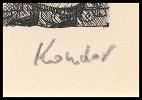 Kondor Béla (1931-1972): Az ivóban, rézkarc, papír, utólagos jelzéssel, paszpartuban, 11×8 cm