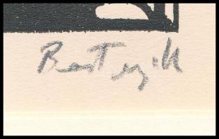 Bortnyik Sándor (1893-1976): Alakok, linómetszet, papír, paszpartuban, utólagos jelzéssel, 11,5×8,5 ...