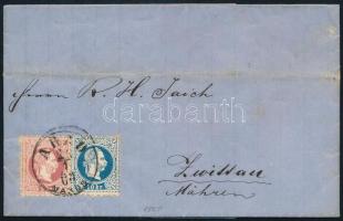 1868 Teljes levél 5kr + 10kr bérmentesítéssel, régi német díjszabás szerint, &quot;ARAD / VÁROS&quot; - Zwittau