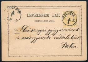 1872 2kr díjjegyes levelezőlap, &quot;PÉTERVÁSÁRA&quot; - Pest