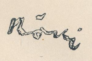 Rippl-Rónai József (1861-1927): Akt. Cinkográfia, papír, jelzett a cinkográfián, paszpartuban, 23×5 ...