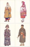 1969 Orosz népviselet sorozat - 24 modern képeslap tokban / 1969 Russian folklore series - 24 modern...