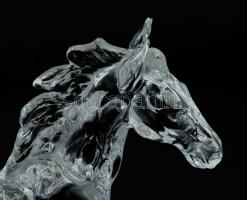 Ajka Crystal Galoppozó ló szobor. Öntött kristály, jelzett, sarkánál két lepattanással, 28x27,5 cm /...