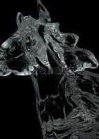 Ajka Crystal Galoppozó ló szobor. Öntött kristály, jelzett, sarkánál két lepattanással, 28x27,5 cm /...