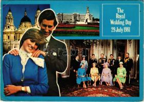 1981 The Royal Wedding Day 29 July 1981. Lady Diana, Princess of Wales and Charles, Prince of Wales (Charles III), Elizabeth II and the royal family. St. Paul's Cathedral by night. Buckingham palace (EK)