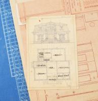 cca 1880-1930 Építészeti tervrajzok tétele kb 30 db benne érdekes lágymányosi nyaraló hivatalos épül...