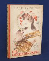 Jack London:  Die glücklichen Inseln. Einzig berechtigte Übersetzung von Erwin Magnus. [Elbeszélések.] Berlin, (1930). Universitas Deutsche Verlags-Aktiengesellschaft (Gedruckt in der Buchdruckwerkstätte GmbH.) 272 + [4] p. Első német kiadás. Jack London (1876-1916) amerikai író novellatermése nagyrészt három-négy téma körül csoportosul: alaszkai történetekre, kaliforniai csavargótörténetekre, délszaki történetekre, illetve tudományos-fantasztikus elbeszélésekre osztható. Déltengeri novellagyűjteményünk az eredeti nyelven 1912-ben kiadott ,,The House of Pride" című kötet teljes tartalmát, illetve az eredeti nyelven 1918-ben ,,On The Makaloa Mat" című kötet válogatott termését adja közre német nyelven. (Das gesamte Werk Jack Londons.) Aranyozott kiadói egészvászon kötésben, felül színes festésű lapszélekkel, színes, illusztrált kiadói borítóban. Jó példány.