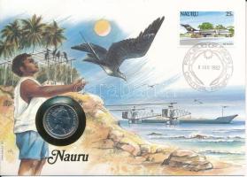 Ausztrália / Nauru 1990. 10c felbélyegzett borítékban, bélyegzéssel, német nyelvű leírással T:UNC  Australia / Nauru 1990. 10 Cents coin in envelope with stamp and cancellation, with German description C:UNC