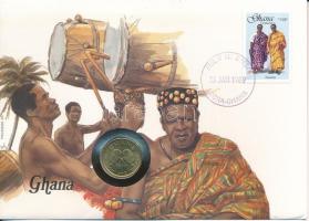 Ghána 1984. 5c Cu felbélyegzett borítékban, bélyegzéssel, német nyelvű tájékoztatóval T:UNC  Ghana 1984. 5 Cedis Cu in envelope with stamp, cancellation and a prospectus in german C:UNC