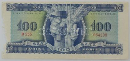 1946. 100Ft "B 235 064208" T:VG szép, mindössze egyszer hajtott papír, de jelentős anyaghi...