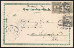 1900 Képes levelezőlap 1+1kr + Turul 1f vegyes bérmentesítéssel, &quot;KISMARTON&quot; - Bécs