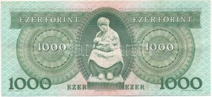 1996. 1000Ft "E 96095914" T:F erős papír, folt (nyomdai festékfolt?) Adamo F48