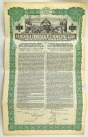 Budapest 1925. &quot;Magyar Egyesített Városi Kölcsön&quot; 7 és 1/2%-os kamatozású aranykötvény 10.000.000 dollárról, magyar és angol nyelvű, bélyegzésekkel T:VG anyaghiány, ragasztófolt