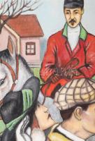 Szendrei József (1989-, "Pesti Józsi"): Lovasok. Olaj, vászon. Jelzett a hátoldalán. 60x50...