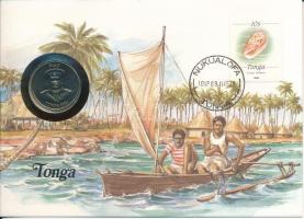 Tonga 1981. 20s &quot;FAO&quot; érmés borítékban, bélyeggel és bélyegzéssel, német nyelvű ismertetővel T:UNC Tonga 1981. 20 Seniti &quot;FAO&quot; in coin envelope, with stamp and cancellation, with German description C:UNC