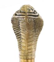 Túrabot bronz kígyófej fogóval, benne rejtett üvegtartállyal, h: 90 cm