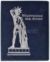 &quot;Weltwunder der Antike&quot; kék bársony borítású, négygyűrűs berakó 25db osztás nélküli berakólappal