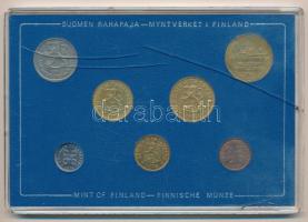 Finnország 1974. 1p-5M (7xklf) forgalmi sor plasztik tokban T:UNC sérült tok Finland 1974. 1 Penni -...