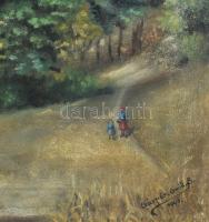 Gáspár Grüll Sándor (működött a XX. sz. első felében/közepén): Lovasszekér a dombok közt (Lókút/Bako...