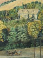 Gáspár Grüll Sándor (működött a XX. sz. első felében/közepén): Lovasszekér a dombok közt (Lókút/Bako...