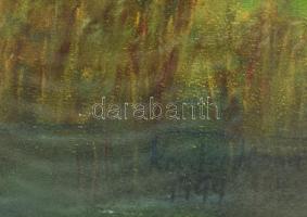 M. Kovács Ilona (-): Ősz (kalapos hölgy tájban). Pasztell, papír, jelezve jobbra lent. Üvegezett fak...