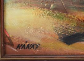 Nánay Szilamér (1952-): Zsíros földek parlagon, 1988. Olaj, farost, jelzett, hátoldalán zsűrijeggyel...