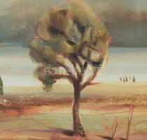 Nánay Szilamér (1952-): Zsíros földek parlagon, 1988. Olaj, farost, jelzett, hátoldalán zsűrijeggyel...