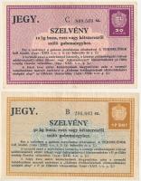 1930. 30f és 1P 50f értékű gabonajegy &quot;C&quot; és &quot;B&quot; szelvénye (2xklf) T:VF,F az egyiken kis anyaghiány, folt