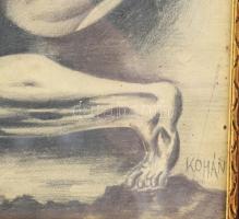 Kohán jelzéssel: Harcos. Szén, papír. Hátoldalán MNG 262/978 dz. bírálati címkével. Üvegegezett fake...