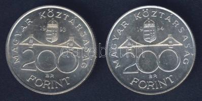 1993-94. 200Ft Ag "MNB" + "Deák" T:BU,2