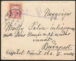 1915 Hadisegély II. 10f bélyeg levélen, kassai cenzúrával, &quot;KASSA&quot; - Budapest