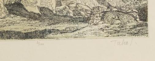 Tuka László (1924-2007): Muflon. Színes rézkarc, papír, jelzett, számozott (2/100), Üvegezett fakere...