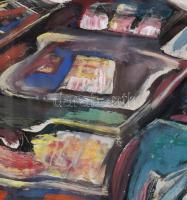 Hetényi Tibor (1891-1977): Expresszív táj. Tempera, papír, jelzés nélkül. 48x62 cm. Üvegezett fakere...