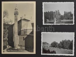 Kb. 135 db RÉGI magyar város képeslap és fotó vegyes minőségben albumba ragasztva a 30-as és 40-es é...