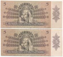 1939. 5P (2x) sorszámkövetők "A 120 032258 - A 120 032259" nyomdai papírráncokkal T:F
Ada...