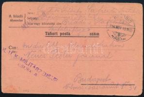 1916 Tábori posta levelezőlap eszéki lila cenzúrával, &quot;BRSADIN&quot; - Budapest