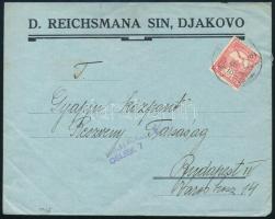 1916 Levél Turul 10f bérmentesítéssel, eszéki cenzúrával, Djakovóból Budapestre