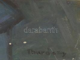 Thuróczy Zoltán (1935-): Napraforgók. Olaj, vászon, jelezve jobbra lent. Hátoldalán autográf felirat...