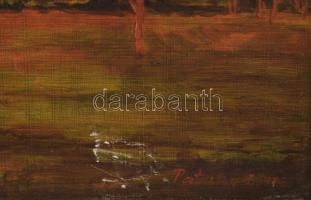 Pataky Béla (1932-2023): Dombos táj emberekkel és kutyával, 1978. Olaj, farost, jelezve jobbra lent,...