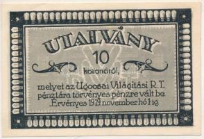 Nagyszőllős 1919. 10K "Ugocsai Világítási Rt." utalvány T:AU
Adamo NSZ 1.7