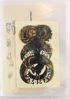 34 darab albumba rendezett ex libris, kisebb nyomtatvány, nyomódúc, fotó