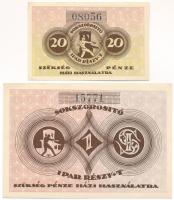 Budapest 1921. 20f + 1K "Sokszorosító Ipar Részvénytársaság" szükségpénzek T:AU