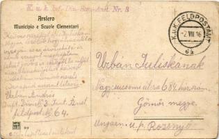 1916 Arsiero, Municipio e Scuole Elementari / town hall and school + "K.u.k. Inf. Div. San. Ans...