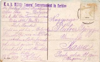 Belgrade, Konak / Königl. Palais / palace, soldiers + "K.u.k. Militär General Gouvernement in S...