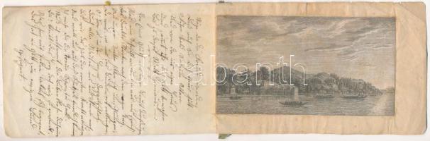 1829 Házi készítésű üdvözlőlap benne hajtincs, két litográfia. 3 lapból összeállítva