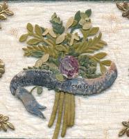 cca 1820 Csipke litho üdvözlőkártya 12x7 cm