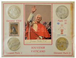 Vatikán 5db-os ezüstözött bronz szuvenír emlékérem-tétel, ebből 4db karton emléklapon bélyeggel T:AU...