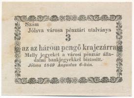 Jólsva 1849. 3kr, keret fordítva nyomva T:AU foltos Adamo JÓL-1.2